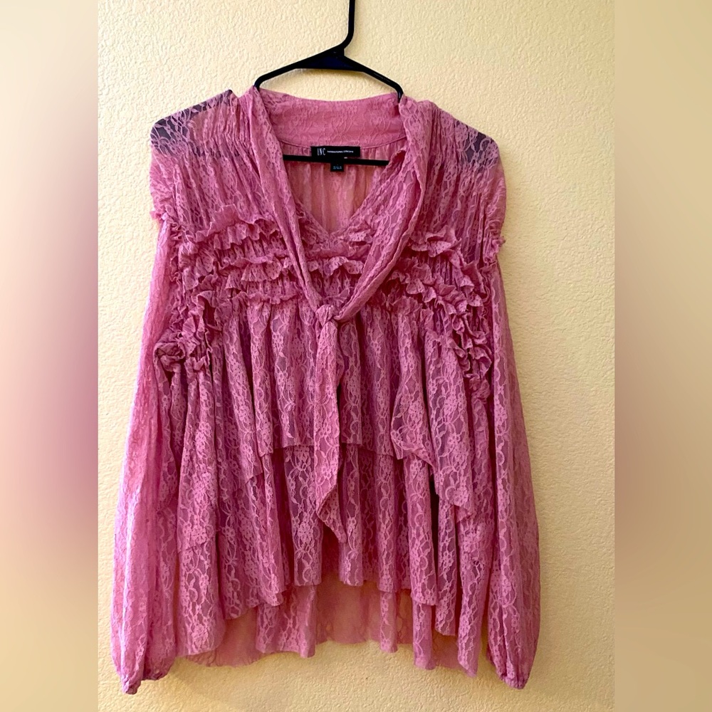 INC Lace Pink Medium Blouse